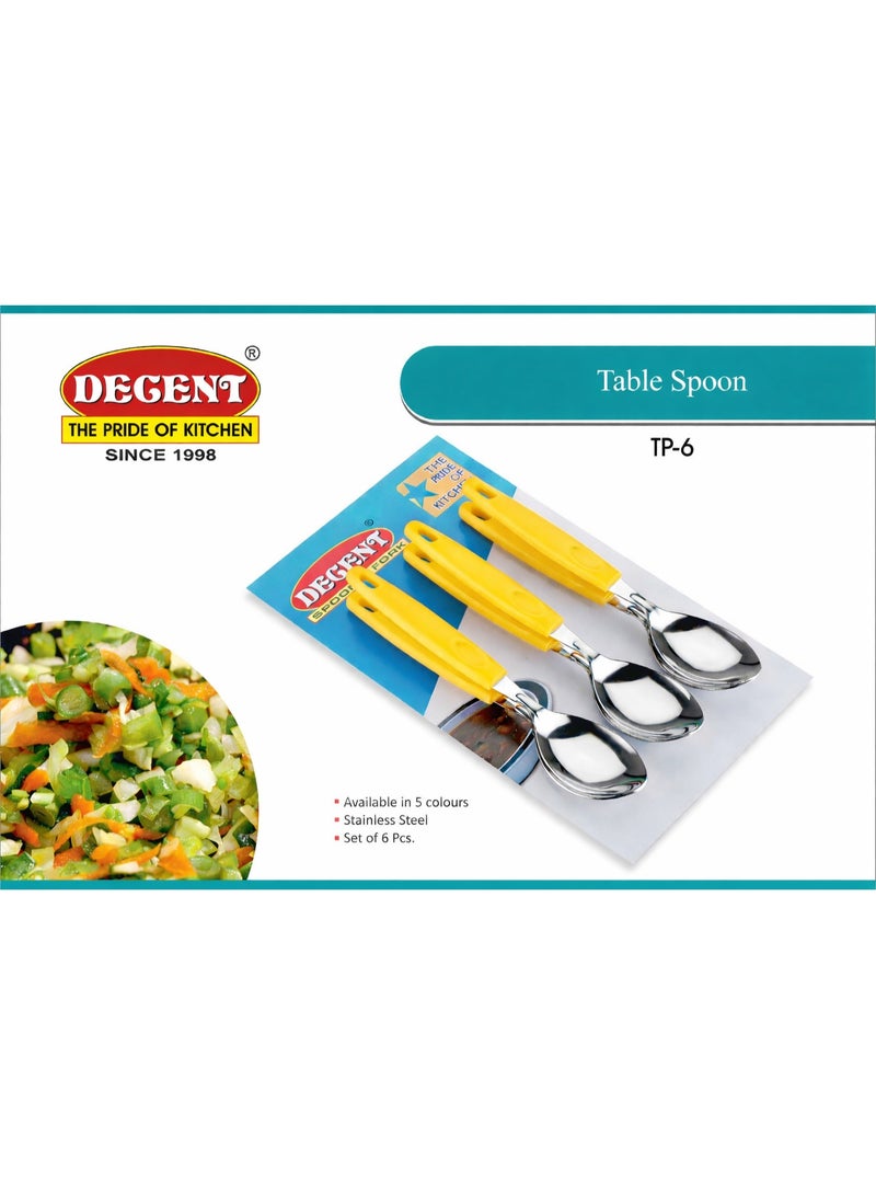 ديسينت ديسنت تيبل سبون سِت أوف 6 | ستينلس ستيل سمول تي سبونز | إيرغونومِك هاندل | ميرر فينيش | دزرت سبونز فور هوم، كيتشن، ريستورانت، ديش واشر سيف - Image 3